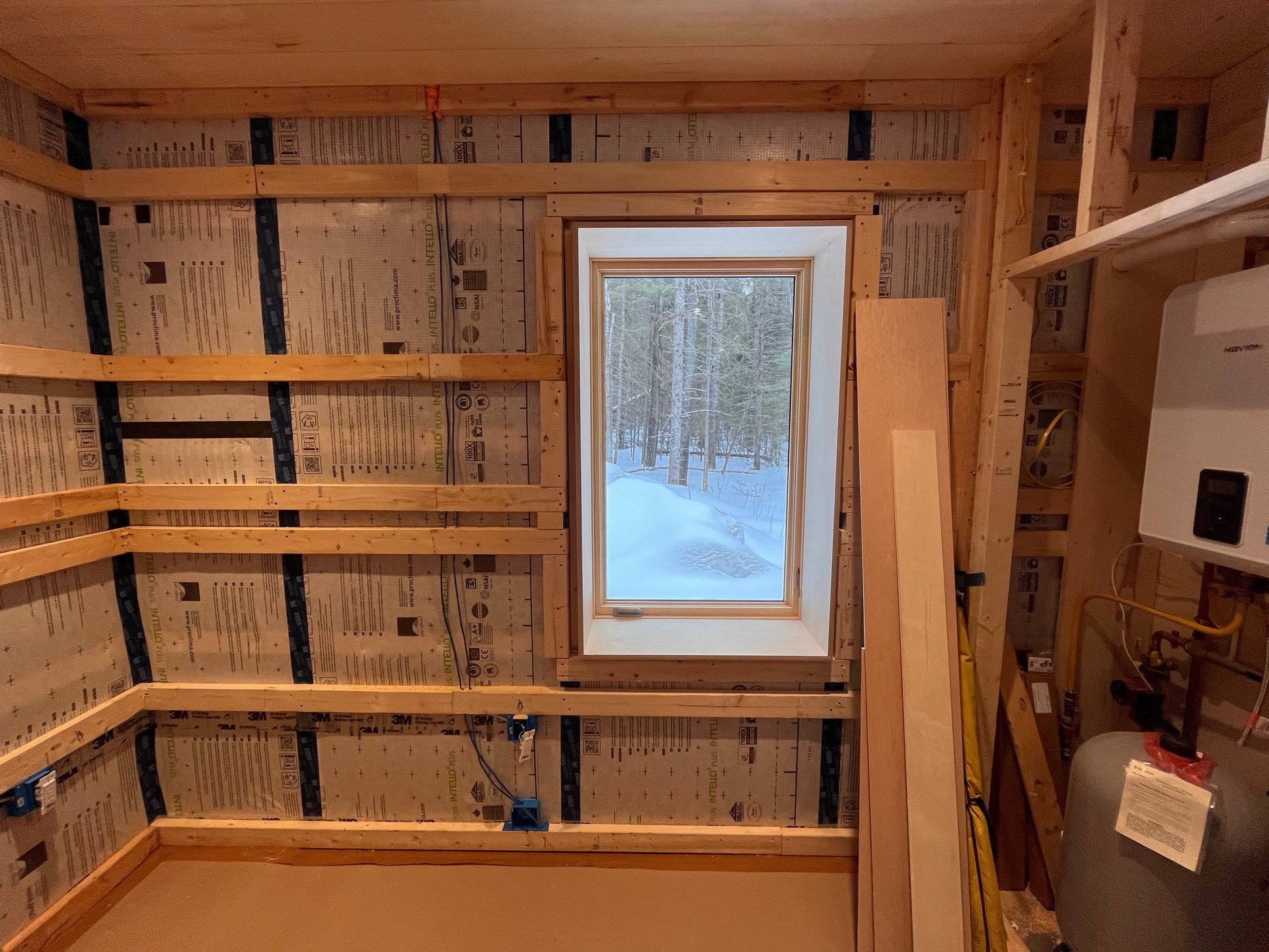 Interior of a partially completed strawbale room