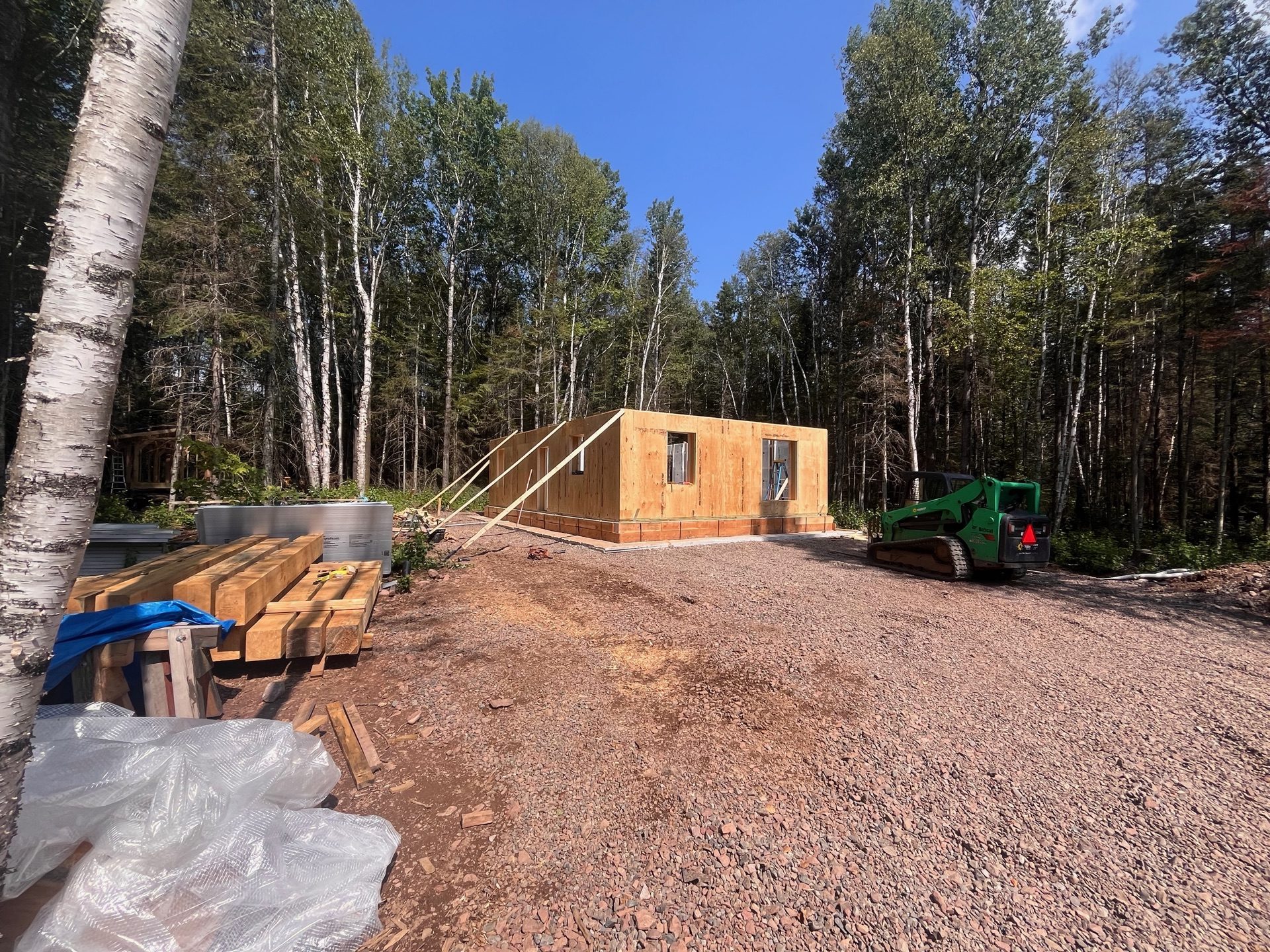 Strawbale panels being assembled on the School House Road project